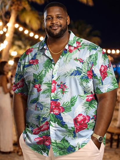 Tall Men Tropical Floral Hawaiian Shirt
