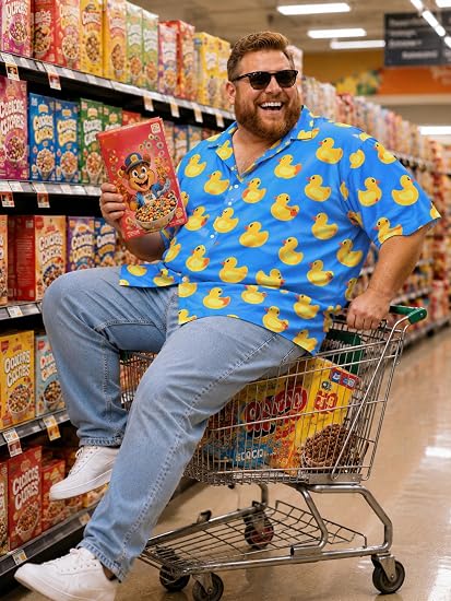 Tall Funny Banana Print Hawaiian Camp Collar Shirt