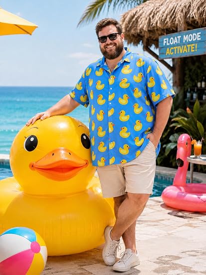 Tall Funny Banana Print Hawaiian Camp Collar Shirt