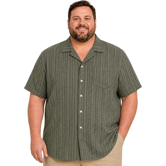 Tall Vertical Stripe Camp Collar Hawaiian Shirt