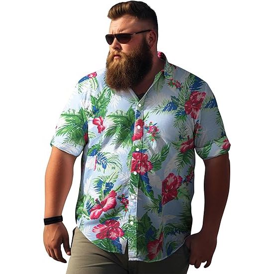 Tall Men Tropical Floral Hawaiian Shirt