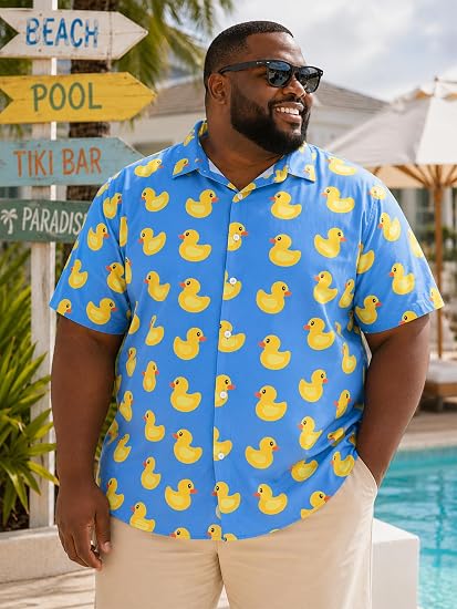 Tall Funny Banana Print Hawaiian Camp Collar Shirt